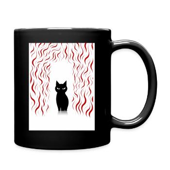 cat in a bad mood - Full Colour Mug - black - Right