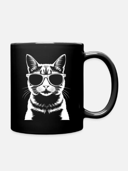 Chat à lunettes - Mug uni - noir