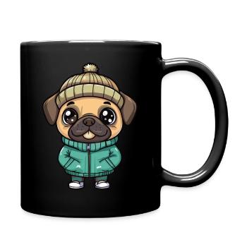 Mastiff chien dessin animé - Mug uni - noir - Droite