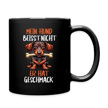 Mein Hund Beisst Nicht Dackel Dackelbesitzer - Tasse einfarbig - Schwarz - Rechts