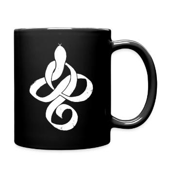 Schlangenmuster weiß - Tasse einfarbig - Schwarz - Rechts