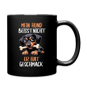 Mein Hund Beisst Nicht Dackel Dackelbesitzer - Tasse einfarbig - Schwarz - Rechts