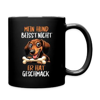 Mein Hund Beisst Nicht Dackel Dackelbesitzer - Tasse einfarbig - Schwarz - Rechts
