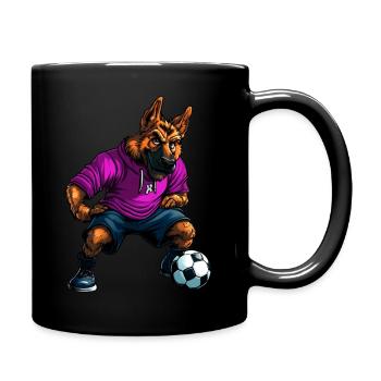 Fussball Schäferhunde - Tasse einfarbig - Schwarz - Rechts