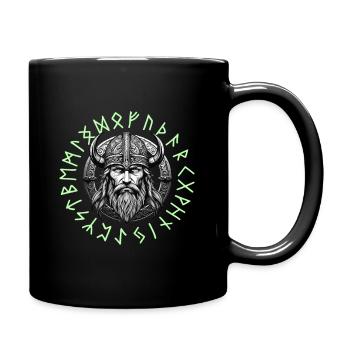 Viking Warrior Valhalla Runic Circle - Full Colour Mug - black - Right