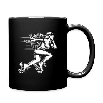 Rollerskating Queen – Feel the Freedom - Tasse einfarbig - Schwarz - Rechts