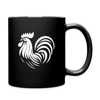Simple rooster design – the early bird greets you - Full Colour Mug - black - Right