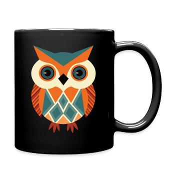 Eule - Tasse einfarbig - Schwarz - Rechts