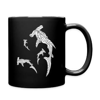 Vier Weiße Hammerhaie - Tasse einfarbig - Schwarz - Rechts