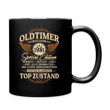 Oldtimer Baujahr 1981 Jahrgang Geburtstag Geschenk - Tasse einfarbig - Schwarz - Rechts