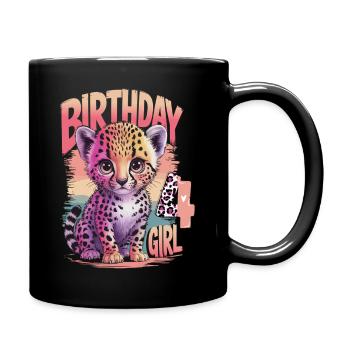 Mignon léopard aquarelle fille 4 anniversaire - Mug uni - noir - Droite