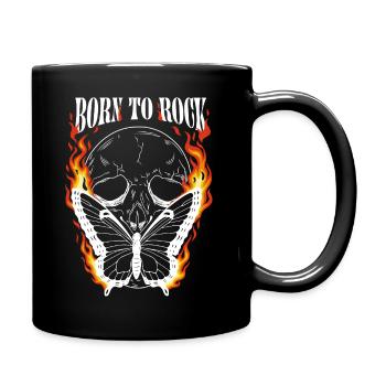 Born to Rock – Skull & Butterfly Metal Shirt - Full Colour Mug - black - Right
