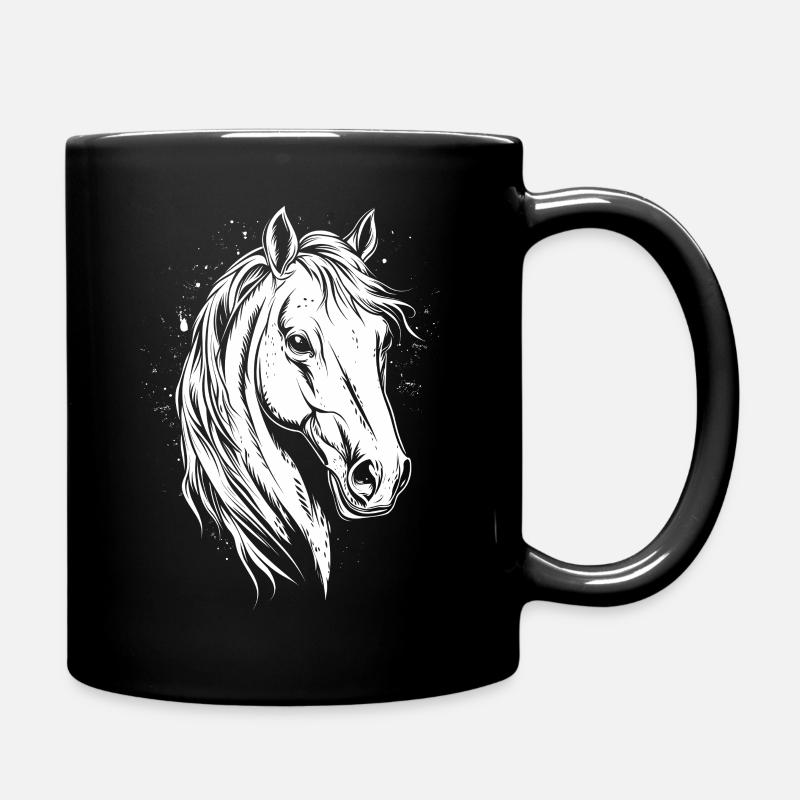 Cheval Tête d’équitation Cavalier Cheval Femme - Mug uni - noir