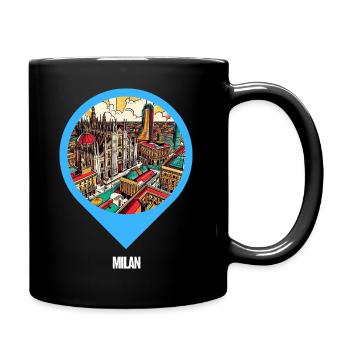 Travail de conception IA : Milan, Italie dans un style moderne - Mug uni - noir - Droite