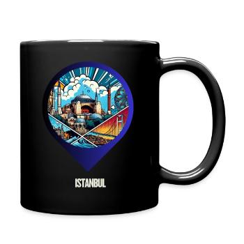AI Design: Comic City Motif of Istanbul - Full Colour Mug - black - Right