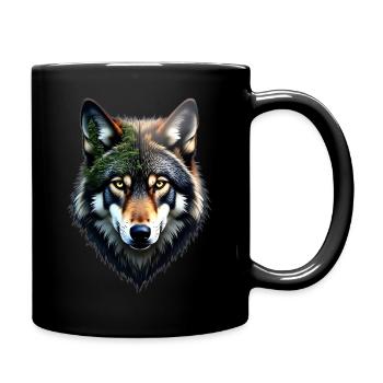 Wolf Kopf - Tasse einfarbig - Schwarz - Rechts