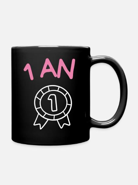 1. 1 year. 1st ANNIVERSARY. 1 YEAR ANNIVERSARY ANNIVERSARY. ANNI - Full Colour Mug - black