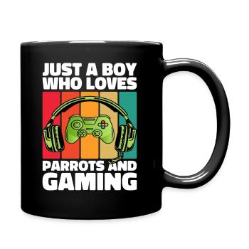 Gamer & Parrots: Video Games & Colorful Adventure - Full Colour Mug - black - Right