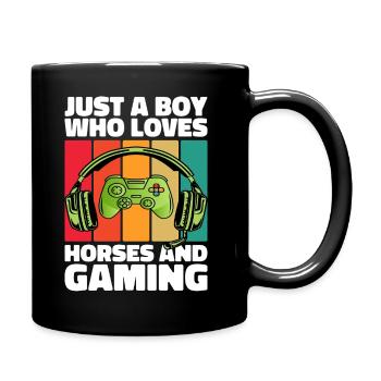 Gamer et Chevaux : Jeux Vidéo et Aventure Équestre - Mug uni - noir - Droite