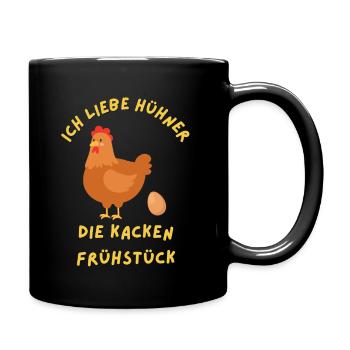 Hühner Kacken Frühstück - Tasse einfarbig - Schwarz - Rechts