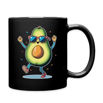 Lustige tanzende Avocado - Cartoon Design - Tasse einfarbig - Schwarz - Rechts