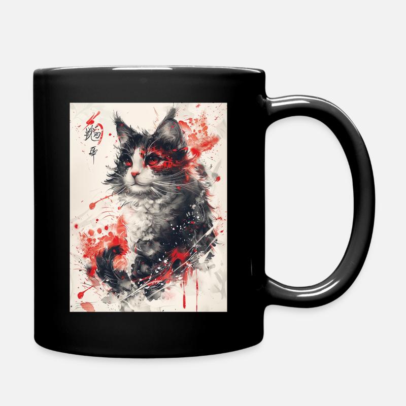 T Shirt Design Anime Chat Chinois - Mug uni - noir
