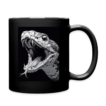 Fanged – Black & White Rattlesnake Artwork - Full Colour Mug - black - Right