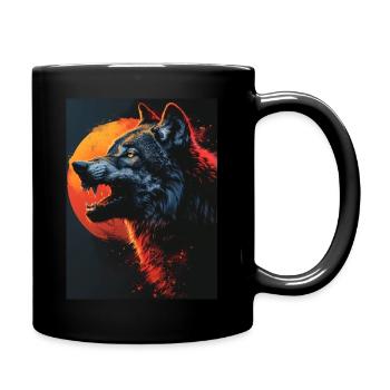 Blood Moon Howl Fierce Wolf - Full Colour Mug - black - Right