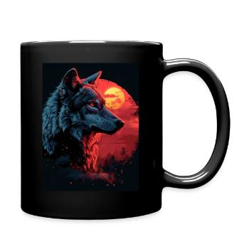 Midnight Guardian Dark Wolf Art - Tasse einfarbig - Schwarz - Rechts
