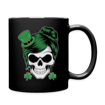 St. Patrick's Day Totenschädel mit grünen Haaren - Tasse einfarbig - Schwarz - Rechts