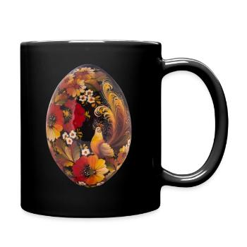 Osterei 2025 handbemalt Design Typ 2 - Tasse einfarbig - Schwarz - Rechts