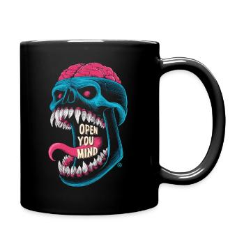 open you mind - Comicfigur Monster Skull Totenkopf - Tasse einfarbig - Schwarz - Rechts