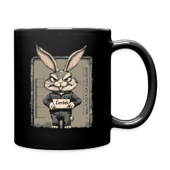Hase Eierdieb Osterhase Mugshot Polizeifoto Ostern - Tasse einfarbig - Schwarz - Rechts
