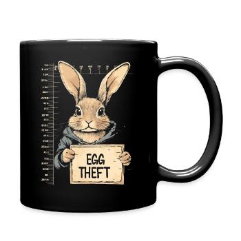 Hase Eierdieb Osterhase Mugshot Polizeifoto Ostern - Tasse einfarbig - Schwarz - Rechts