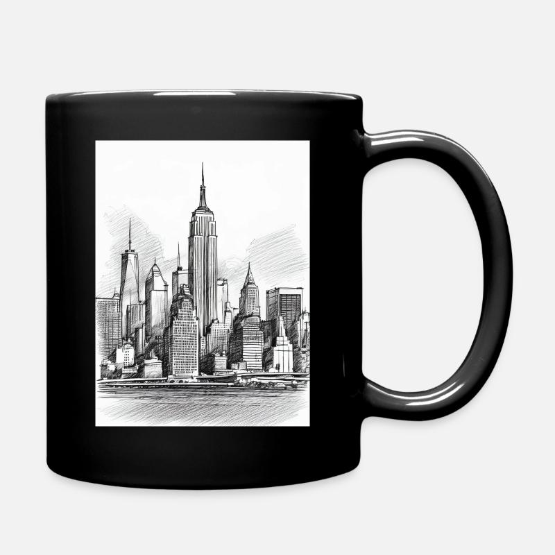 Skyline Handzeichnung - Tasse einfarbig - Schwarz