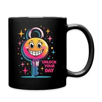Déverrouillez votre journée - Happy Key Cartoon - Mug uni - noir - Droite