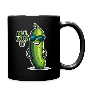 Dill With It - Cool Cucumber with Sunglasses - Full Colour Mug - black - Right