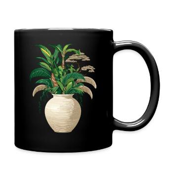 Vase mit Jungle - Tropisch - Tasse einfarbig - Schwarz - Rechts