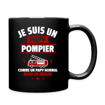 Papy pompier plus cool, fête des grands-pères - Mug uni - noir - Droite