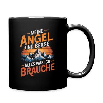Angeln Fischen in der Natur lustiger Spruch - Tasse einfarbig - Schwarz - Rechts