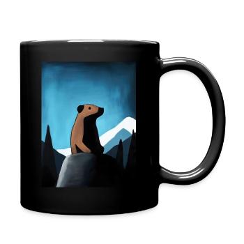 Marmot in Mountain Landscape | Painting - Tasse einfarbig - Schwarz - Rechts