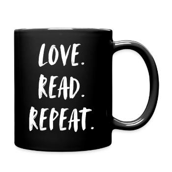 Love Read Repeat. Love reading and starting all over again - Full Colour Mug - black - Right