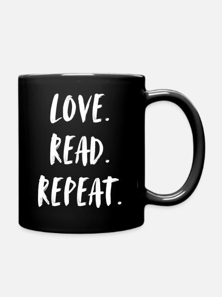 Amour, lire, répéter. J’adore lire et tout recommencer - Mug uni - noir