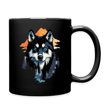Husky Alaska Dog Chien de traîneau - Mug uni - noir - Droite