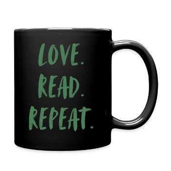 Love Read Repeat. Love reading and starting all over again - Full Colour Mug - black - Right