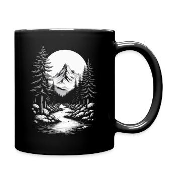 Landscape Nature Mountains Forest Trees Tree River Mountain - Full Colour Mug - black - Right