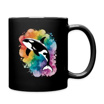 Rainbow Orca: Majesty of the Seas - Full Colour Mug - black - Right
