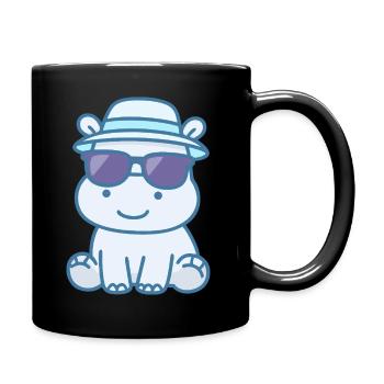 Nilpferd Flusspferd Walross Cool Sonnenbrille - Tasse einfarbig - Schwarz - Rechts