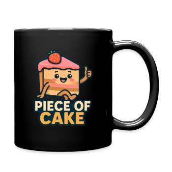 Piece of Cake Cute Dessert Pun - Full Colour Mug - black - Right