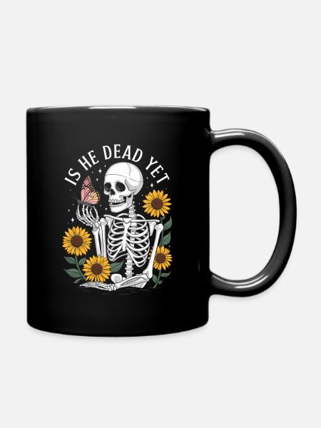 Skeleton & Butterfly: Alive? - Full Colour Mug - black